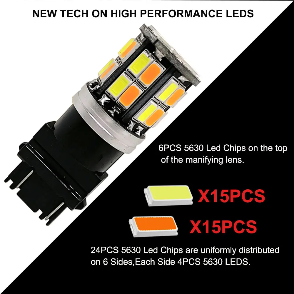 2Pcs T25 3157 P27/7W Dual Color Led T20 7443 W21/5W Car DRL Turn Signal Lamp Led Bulb 5630LED 1157 BAY15D P21/5W AutoLights Bulb