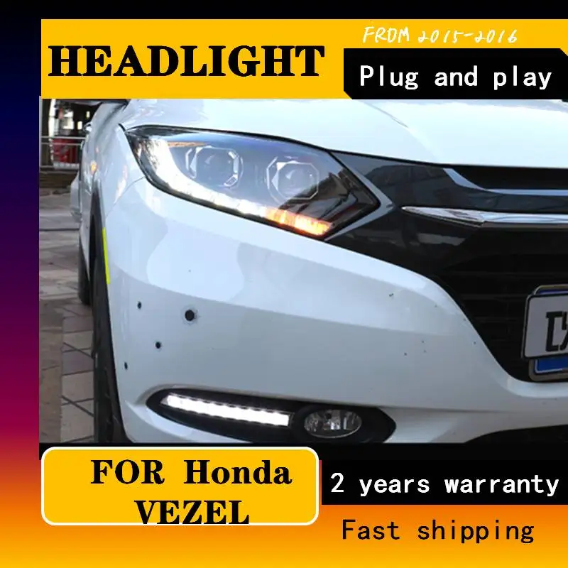 

Car Styling For Honda VEZEL HRV Headlight 2015 2016 LED Headlight DRL Front Light Bi-Xenon Lens HID Auto Accessories