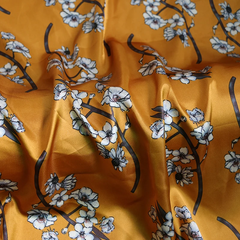 By Meter Blumen-Satin-Stoff, glänzend, weich, Schal, Hemd, Nachtwäsche, Material Charmeuse – Detail 21