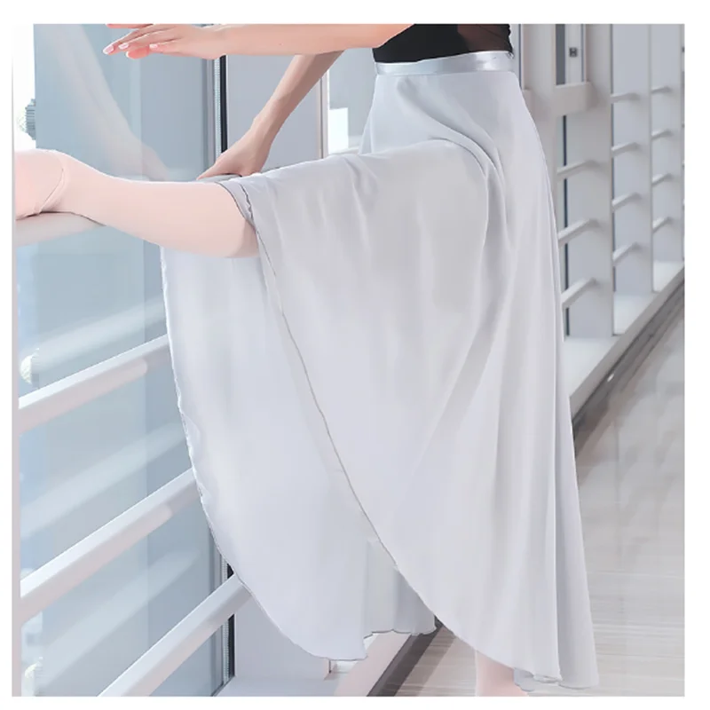 Faldas largas de gasa para mujer, vestido de Ballet suave lírico, negro, Burdeos, azul marino, rosa, blanco, disfraces de baile de Ballet para