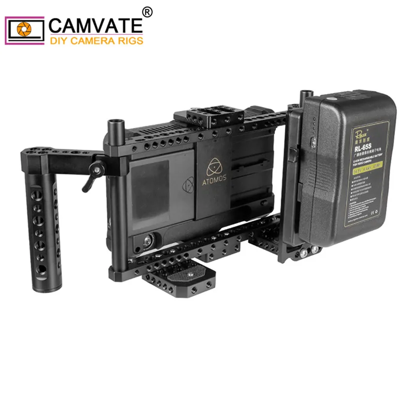 CAMVATE Adjustable Director\'s Monitor Cage Rig With Dual Cheese Handle Grip & V lock Quick Release Mounting Plate For 7\