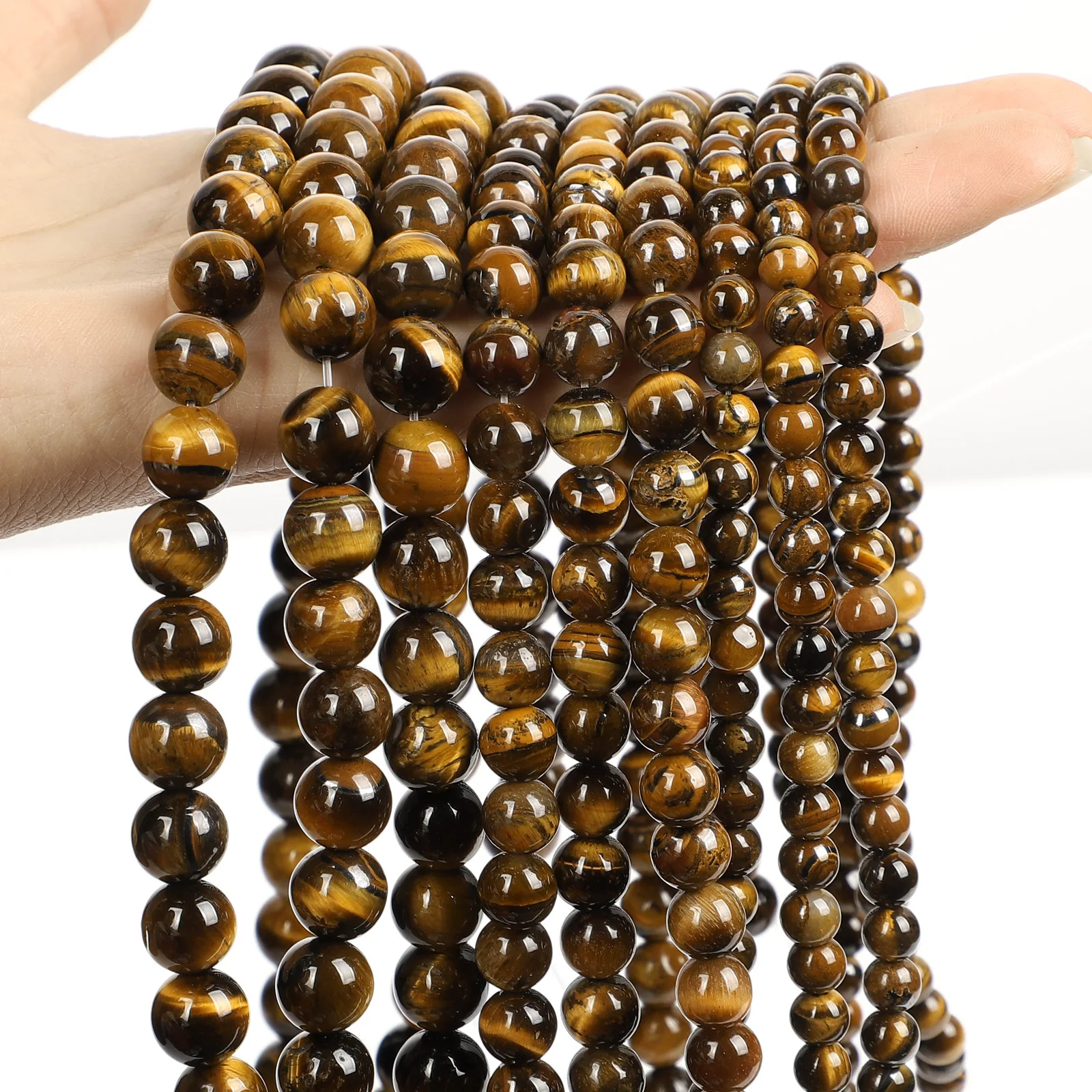 Smooth Natural Tiger Eye Stone Beads Round Loose Spacer Beads For Jewelry Making Bracelets DIY Earring Accessories 4/6/8/10/12mm