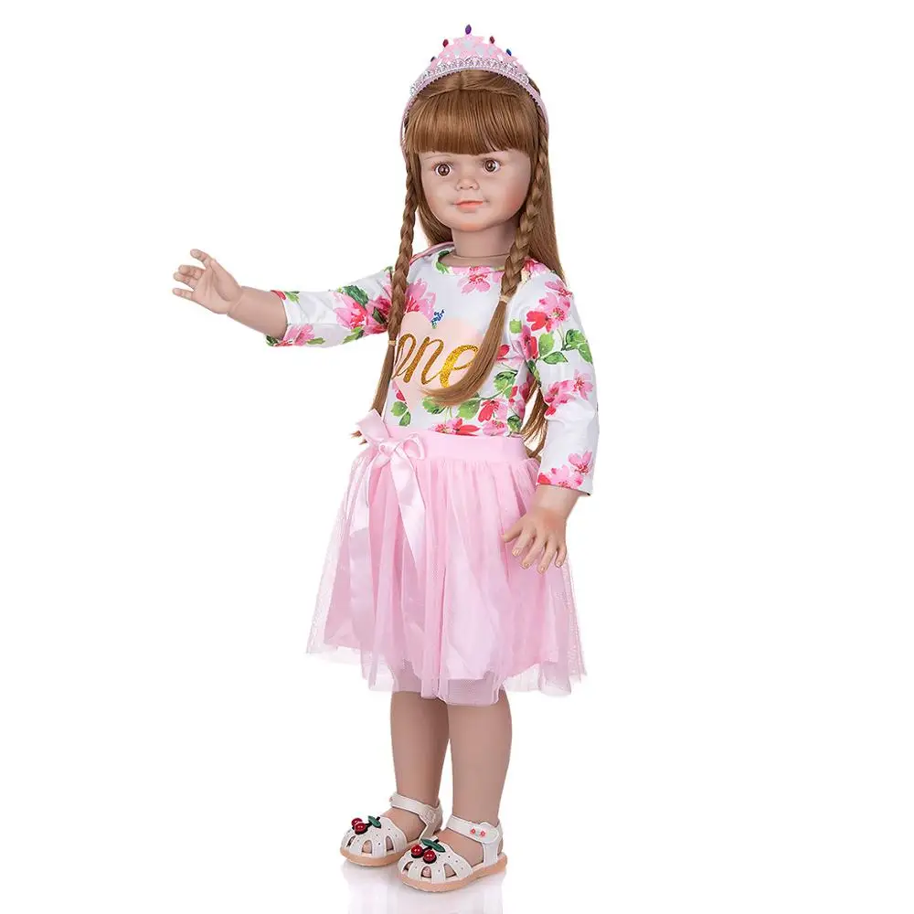 

Full Silicone Cute 78 CM Stand Toddler Baby Doll Lifelike Girl Bebe reborn Dressed Up Handmade Reborn Baby Dolls Collection Toy