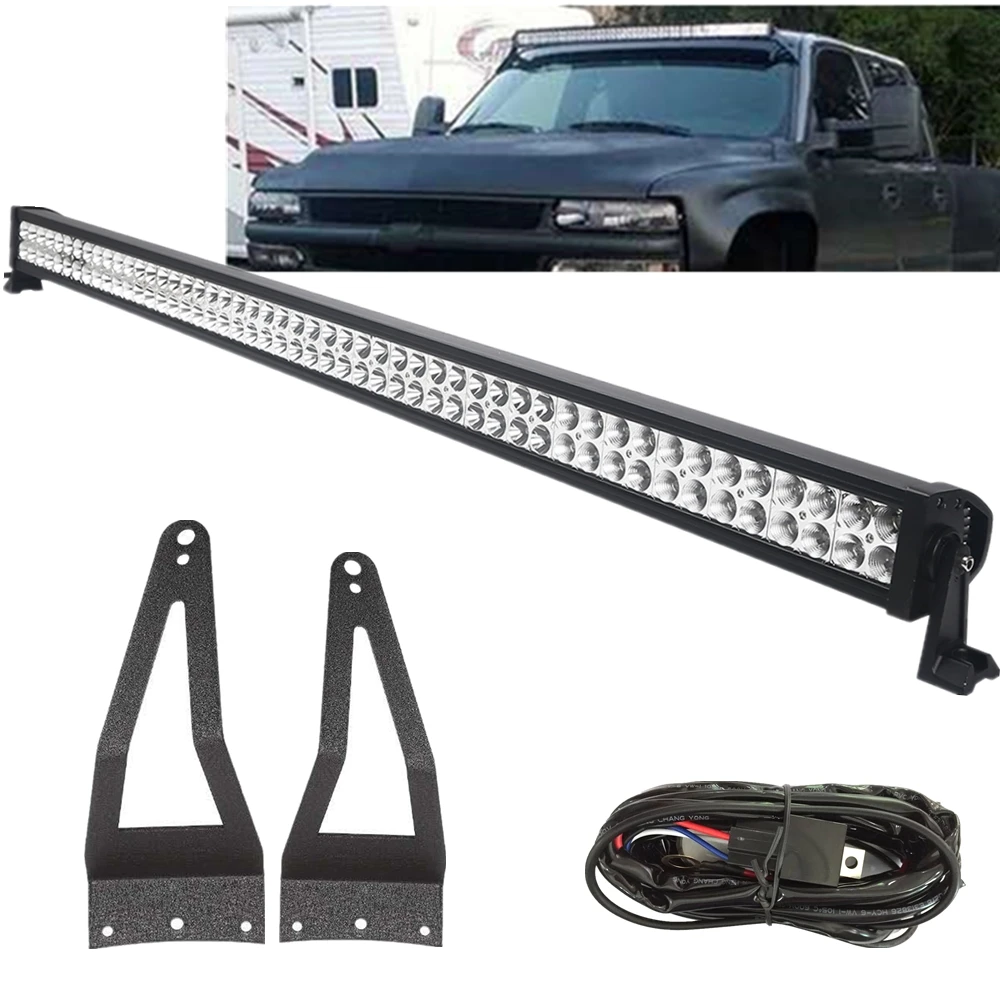 52 Inch Straight LED Work Light Bar With Roof Mounting Brackets Holder For Ford F250 Car Accessories 1999-2015