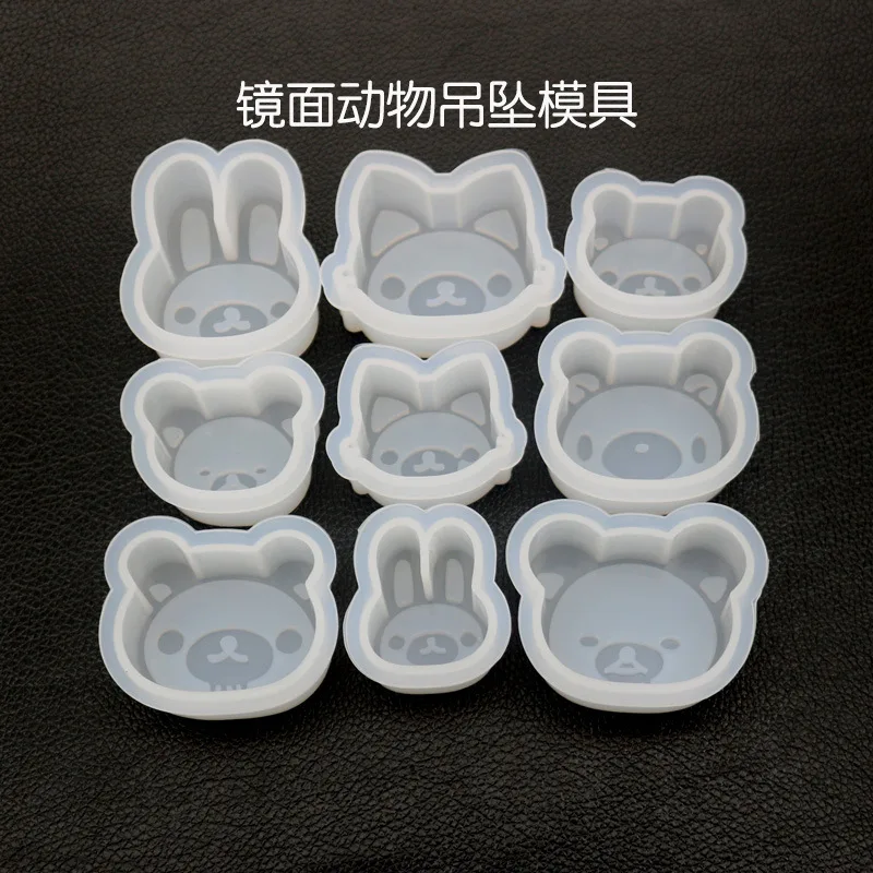 DIY Crystal Epoxy Mold Animal Rabbit Bear Pendant Mold Mirror Handmade Uv Resin Pendant Mold Jewelry Silicone Mold Resinpopular