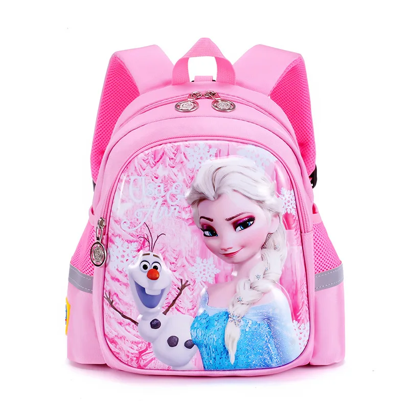 Disney-Mochila De frozen para niñas, con dibujos animados en 3D morral escolar, elsa, anna