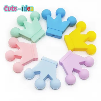 Cute-Idea 10 Uds. Cuentas de corona de silicona para dentición de bebé, mordedor masticable DIY, cadena de chupete para bebé, juguetes para masticar, accesorios, productos para bebés