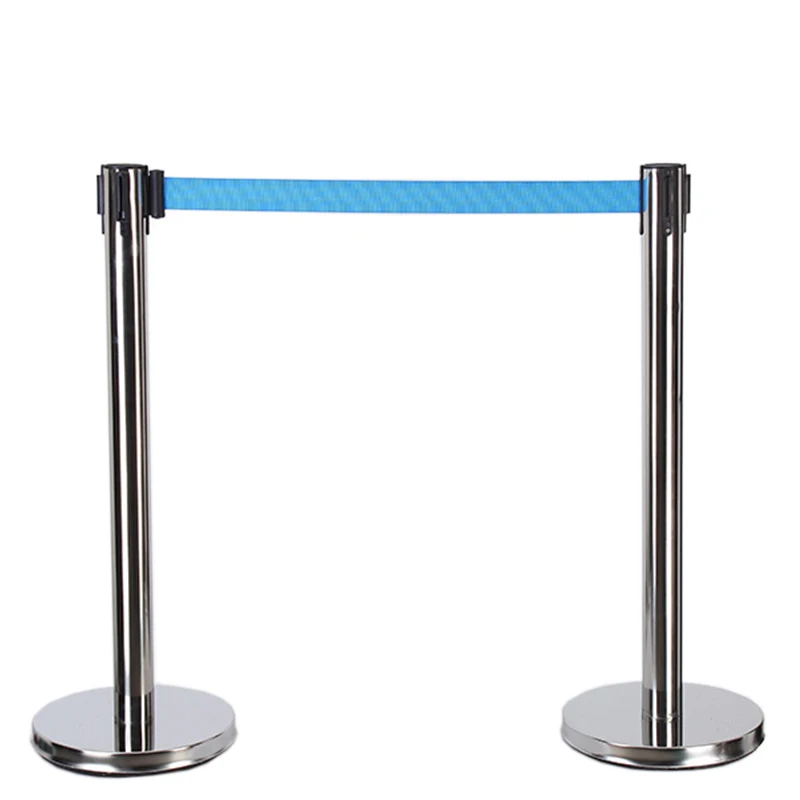 Guardrail warning column warning belt with stainless steel fence / safety cordon / 2 m long with telescopic column barrier