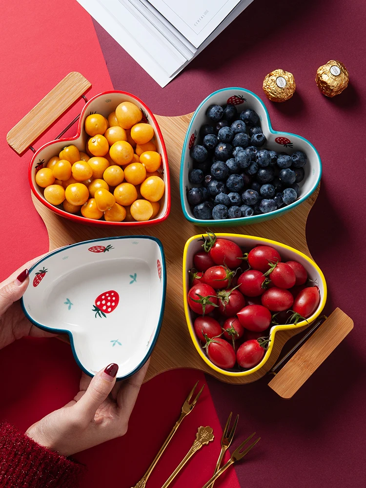 

Fruit plate living room home candy snack plate net red grid ceramic dried fruit storage box Nordic dessert plate LB031203