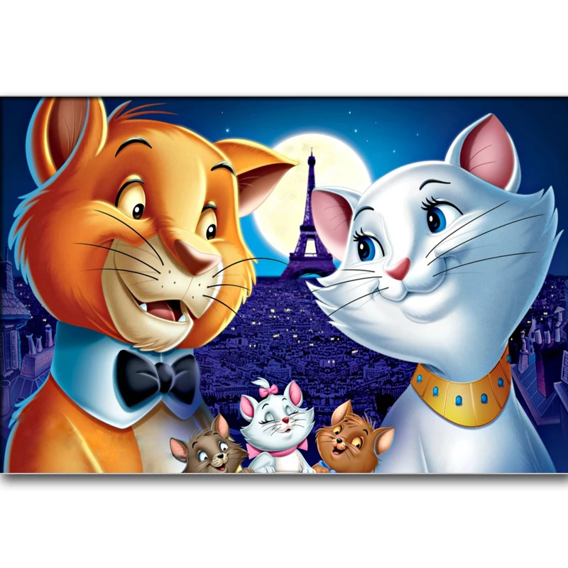 Disney Cartoon Aristocats Cartoon Anime Art Canvas Painting Mural Poster Child Bedroom Decoration For Home Wall Decor Gift