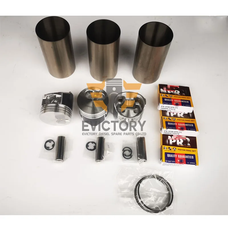 

For yanmar 3TNV76 piston ring cylinder liner overhaul gasket rebuild kit