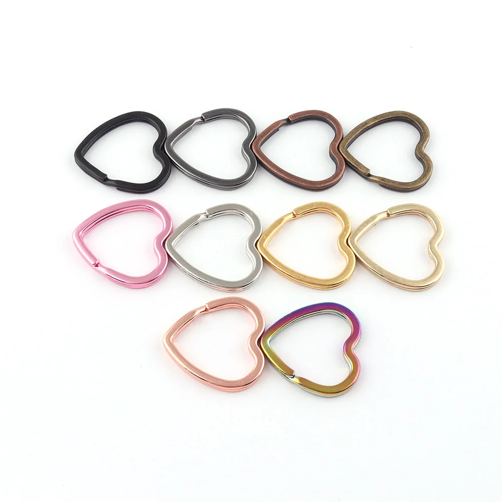 Rainbow Heart Split Key Supplies Jewelry Charm Jump Ring Purse Pendant Metal Connectors DIY Leather Craft Clasps