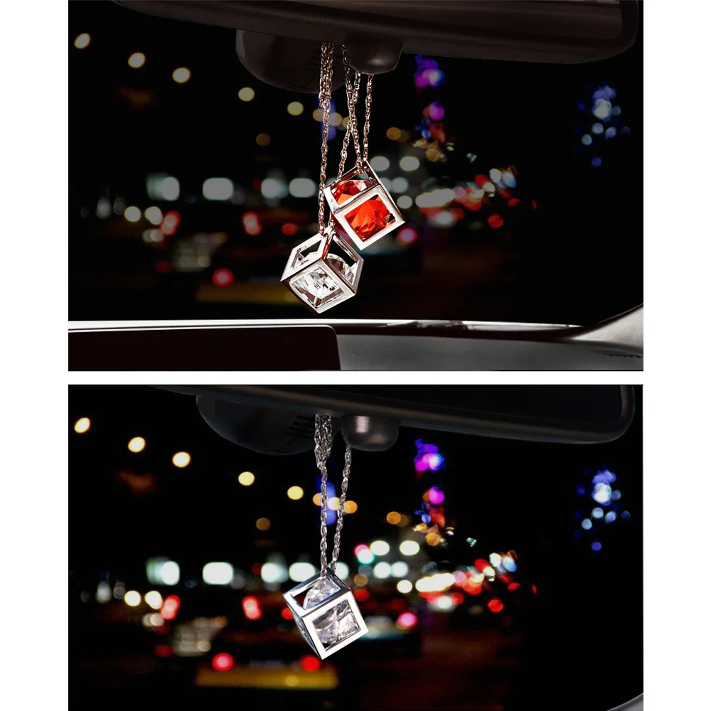 DSYCAR 1Pcs Auto Anhänger Kristalle Cube Auto Charms Rückspiegel Dekoration Automobil Ornamente Hängen Innen Suspension – Detail 20