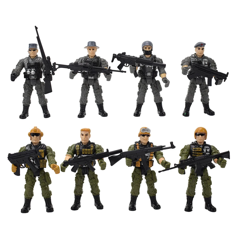 4 Soldiers & Weapons SWAT Military Army Action Figure Toys for Boys Combat Game Movable Joints Military Soldiers Model Toy