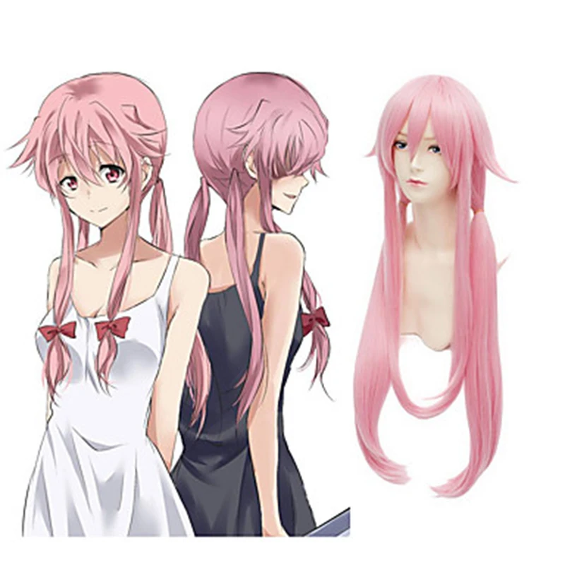 HAIRJOY Synthetic Hair Pink Long Straight Heat Resistant Fiber Wigs The Future Diary Gasai Yuno Cosplay Wig