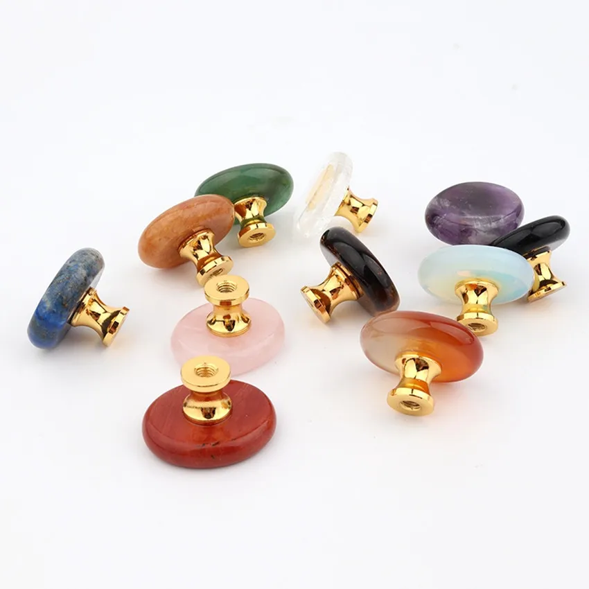 Fashion Creative Irregular color natural rough crystal drawer shoe cabinet tv cabinet knob gold cupboard dresser furniture handl