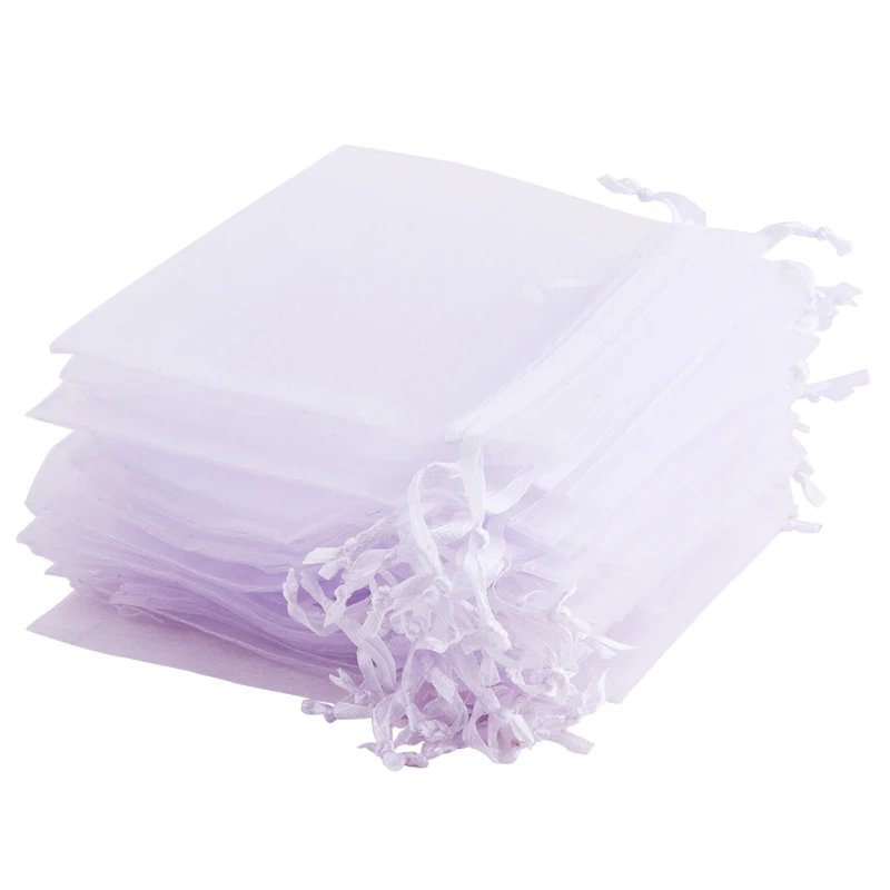 100pcs 15x10mm Rectangle Jewelry Packing Drawable Pouches Candy Jewelry Party Wedding Favor Present Organza Gift Bags F70