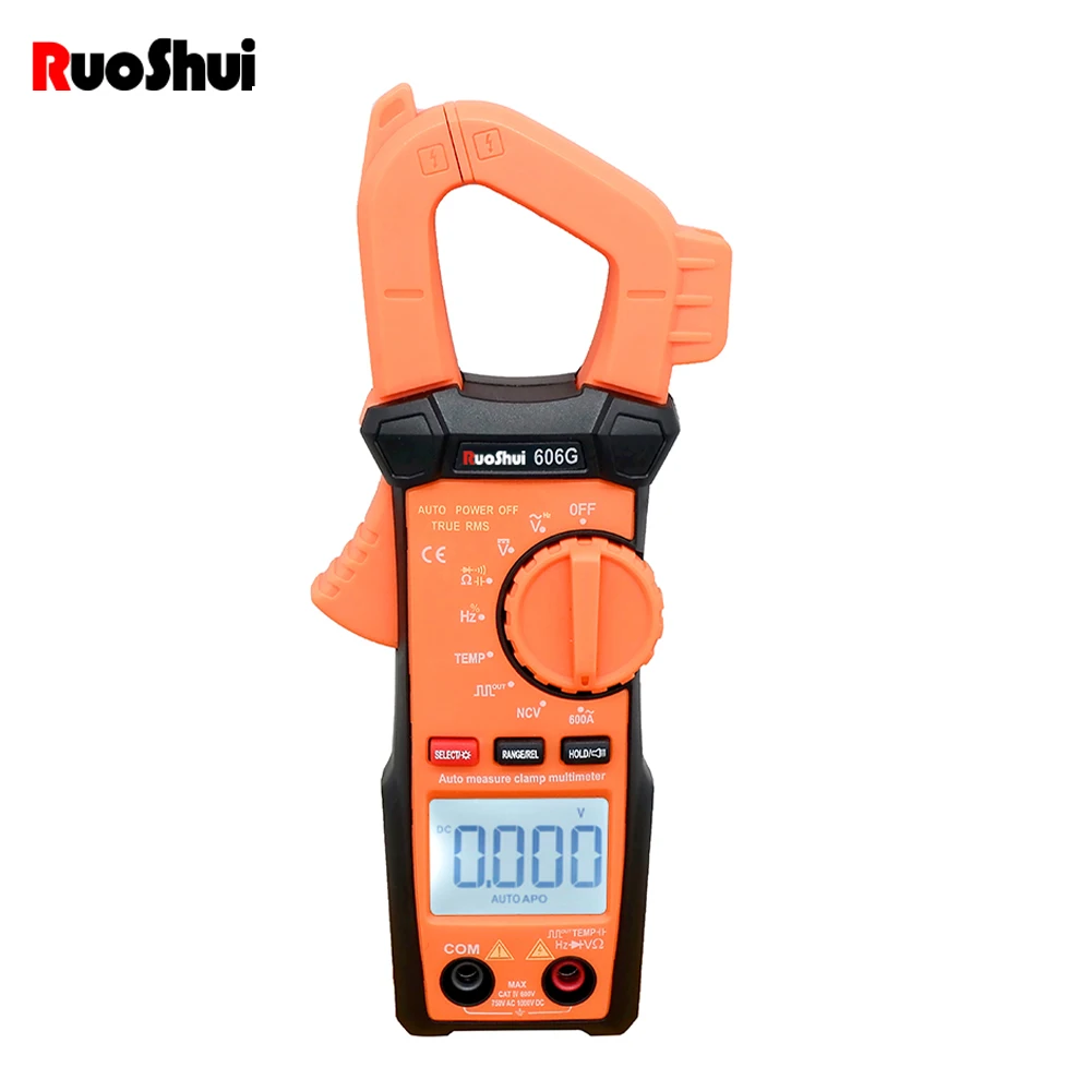 RuoShui 606G Digital Clamp Meter 6000 Counts 400-600A AC/DC Current Tester True RMS Auto Range Resistance Continutity Multimeter