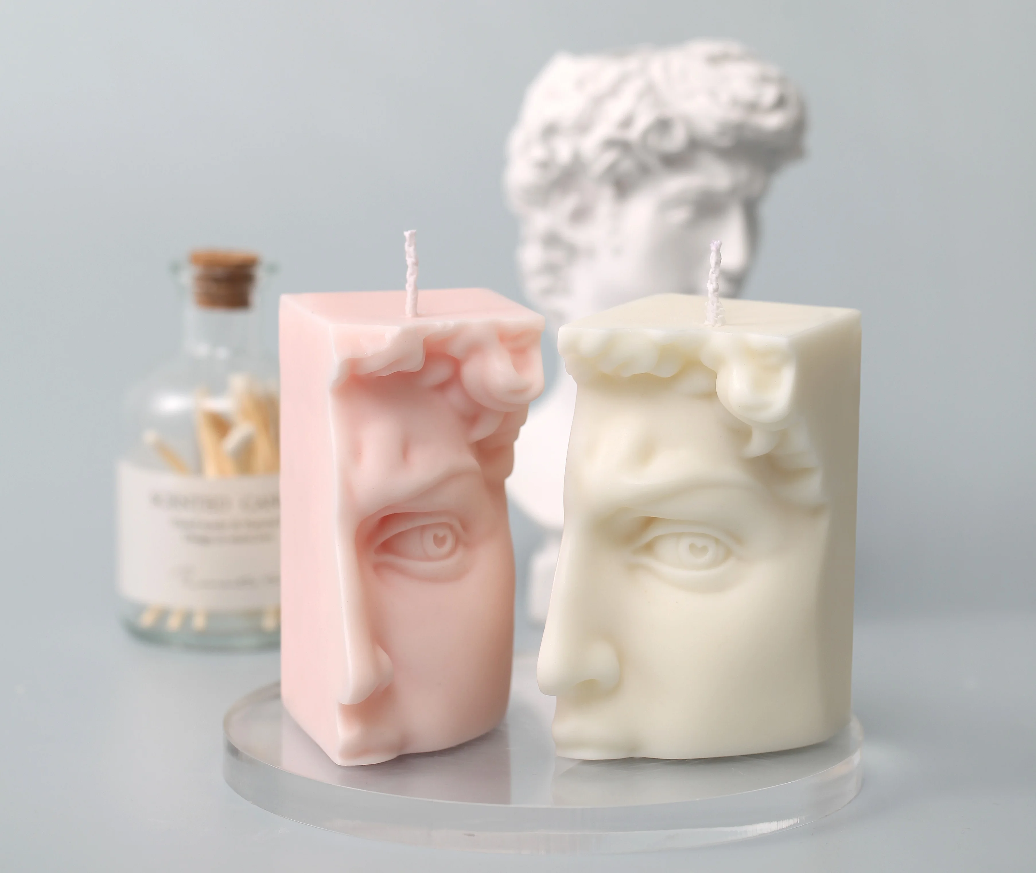 

3D David Sculpture Silicone Candle Mold Half Face Statue Candle Making Moulds for Home Decoration