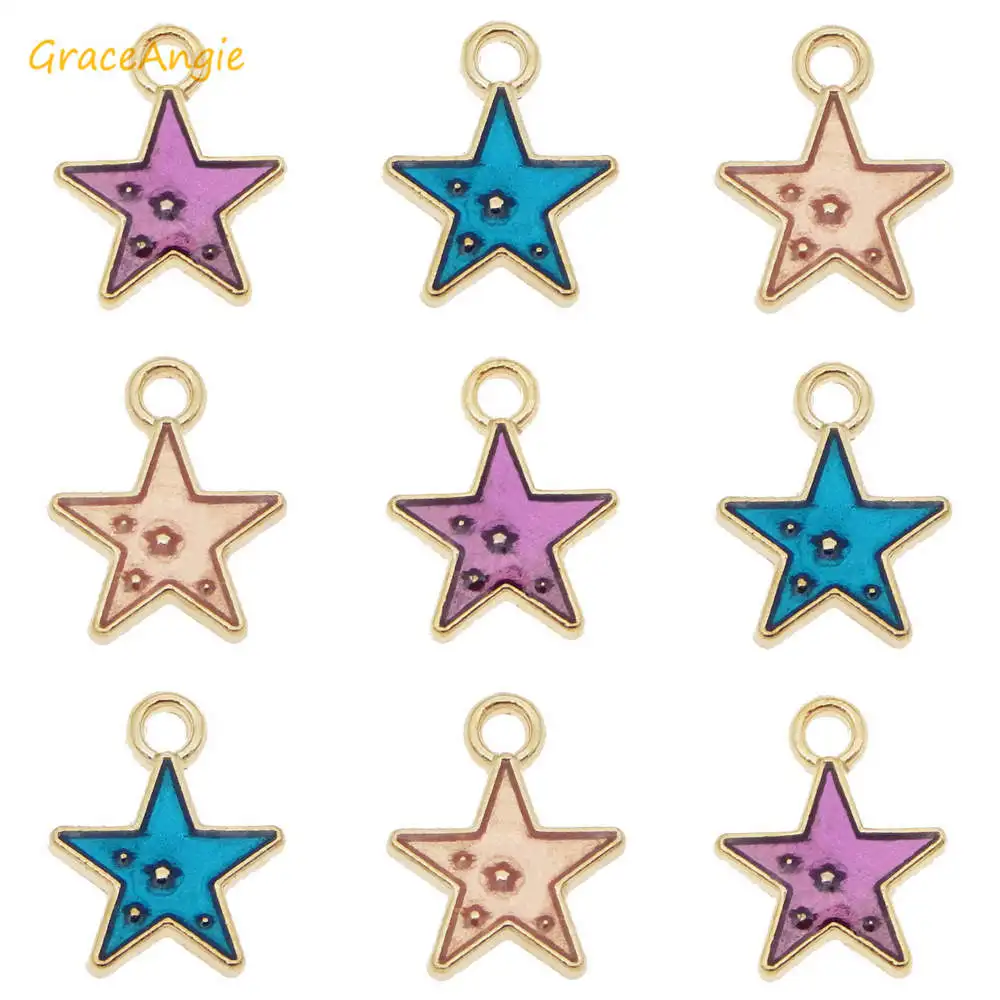 

30pcs New Colorful Enamel Alloy Tiny Star Charms Pendant For Necklace Bracelet Earrings Jewelry DIY Findings 12*10mm