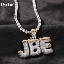 UWIN Custom Drip Bubble Name Pendant Necklace Full Iced Cubic Silver Color Zirconia Pendant Letters Hip Hop Jewelry for Gift