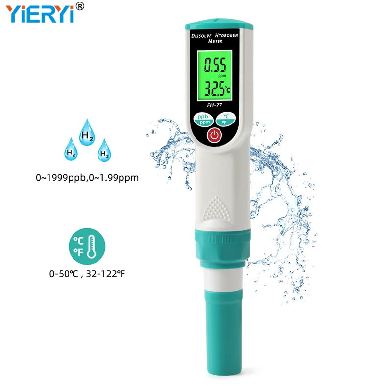 

2 in 1 Temp Dissolved Hydrogen Meter Digital LCD Display Analyzer Water Quality Tester Detector for Drinking Water Laboratory