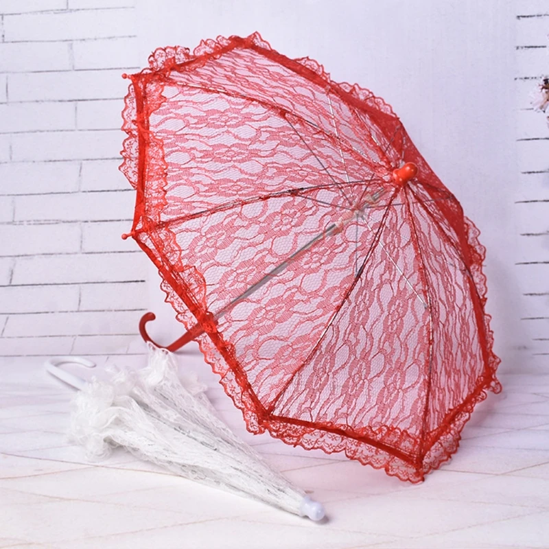 Lace Floral Umbrella Wedding Decoration Bride Handmade Photography Prop Umbrella Parasol 3 Color with Different Patterns