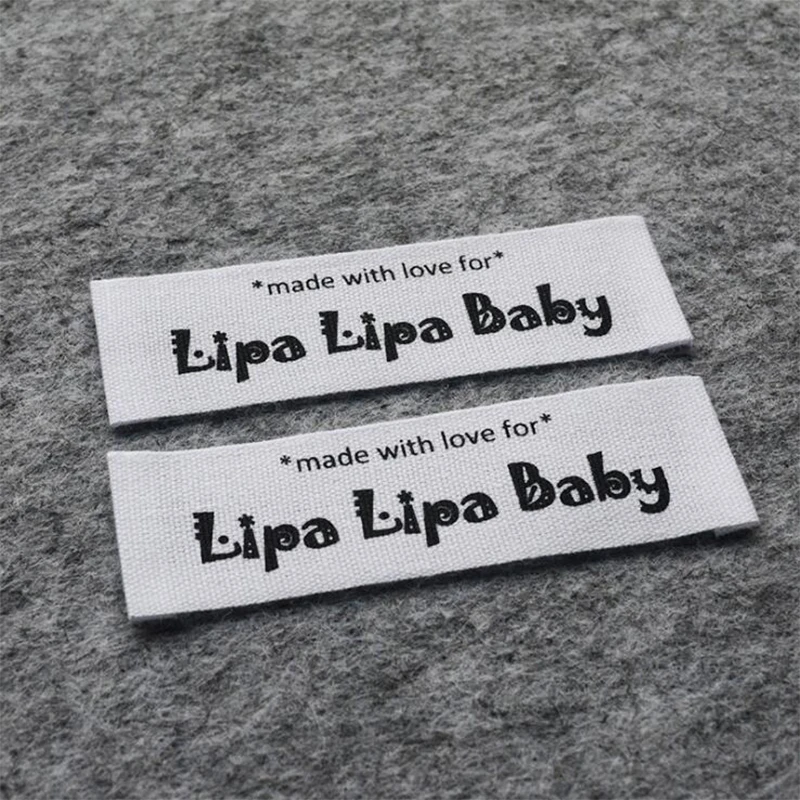 Custom Silk Screen Printed Name Logo tags 100% cotton Fabric Cotton Labels for Baby Kids Clothing Free shipping