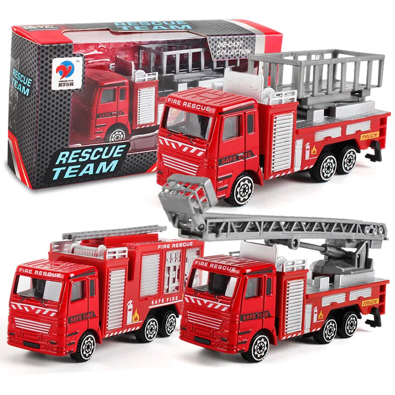 

1PCS Mini Toy Vehicle Model Alloy Diecast Engineering Construction Fire Truck Ambulance Transport Car Educational Children Gifts