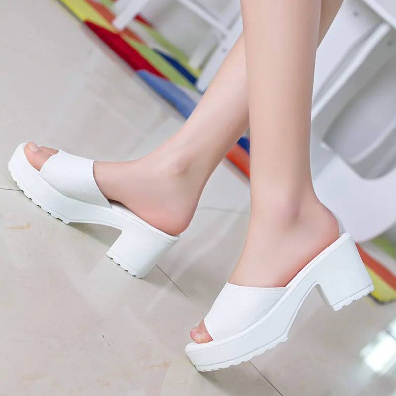 Women Fashion Wedges Flip Flop Sandals Stylish High Heel Leather Platform Shoes