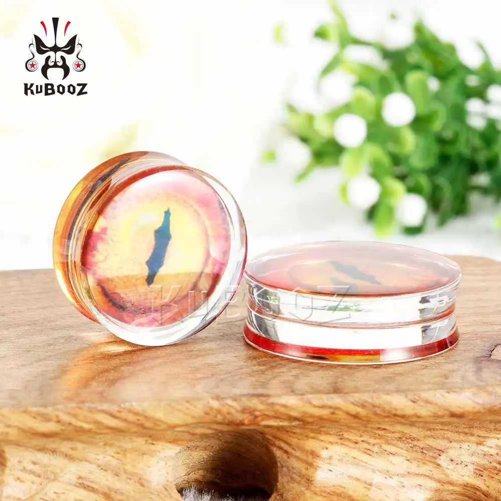 Kubooz New Transparent Acrylic Ear Expanders Earrings Animal Logo Jewellery Body Gift Simple Style Strechers Sell In Pair