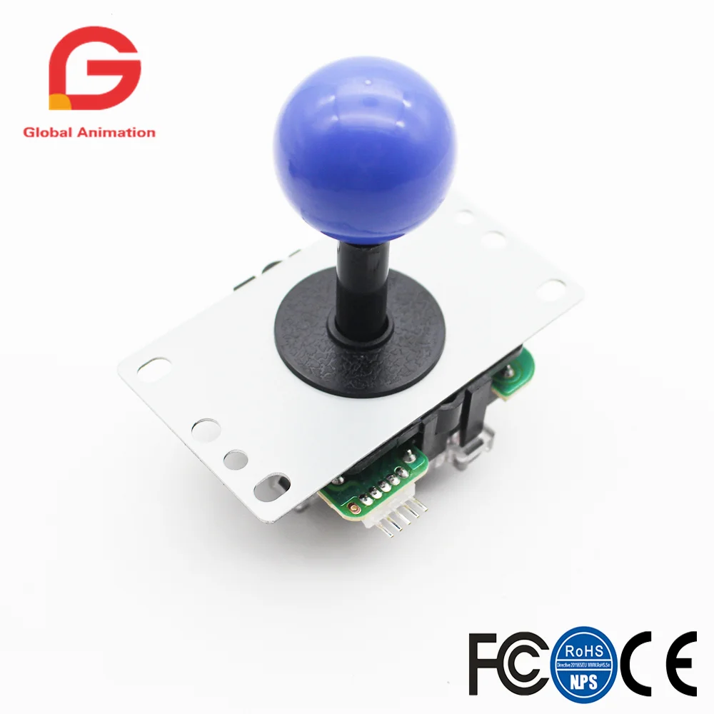 Sanwa-8Way Joystick with Multi Color Ball, DIY Arcade Game Machine, Machine Project, Multi Color, Red, Blue, 1 Unit Copy, 5Pin