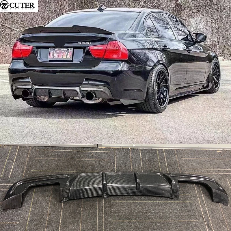 E90 320i 330i 335i M-TECH Carbon Fiber FRP Rear Bumper Diffuser Lip Four out Exhasut for BMW E90 M-TECH Car Body Kit