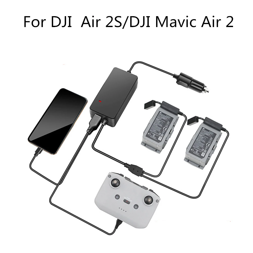 3 In 1 Battery Car Charger USB Charging Controller Phone Hub for DJI Air 2S/DJI Mavic Air 2 Drone Charger for Remote control