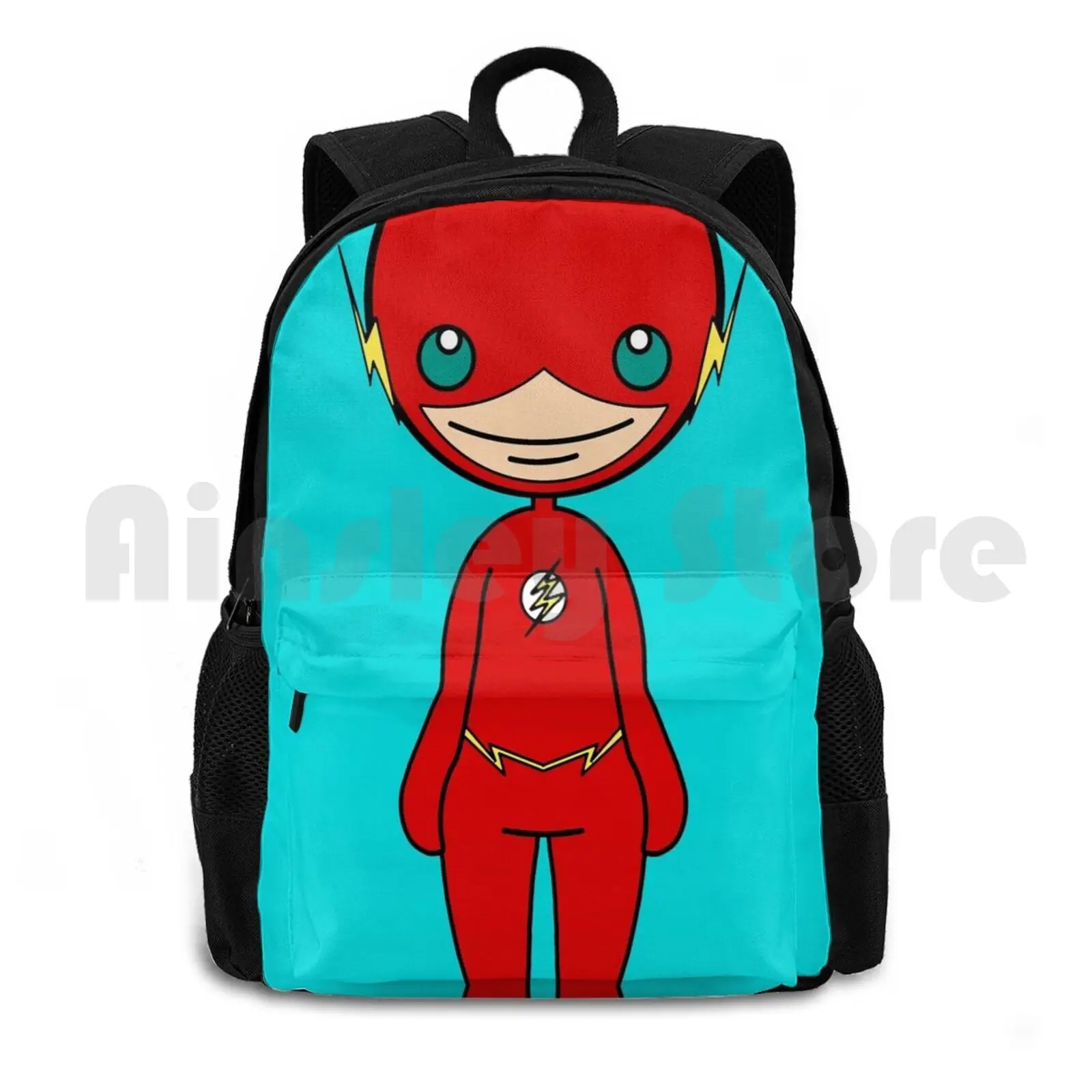 Flash Outdoor Hiking Backpack Waterproof Camping Travel Cute Red Yellow Flash Hero Superhero Chibi Blue Adorable