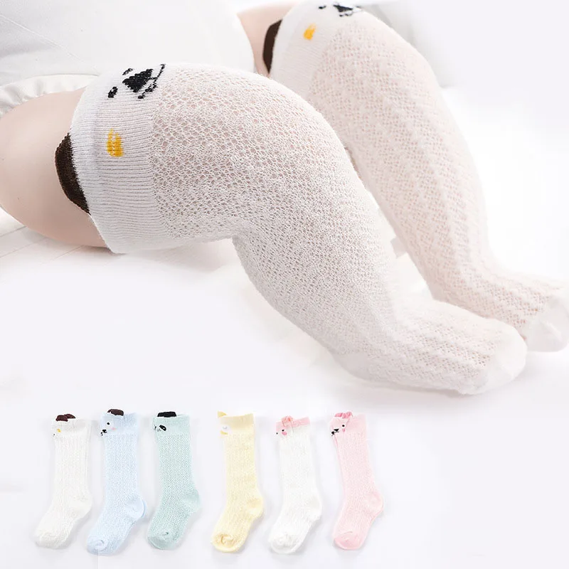 Cartoon Newborn Baby Girl Socks Cotton Summer Infant Baby Knee High Socks for 0-3 Years 1 Pair Mesh Breathable Socks Cotton New