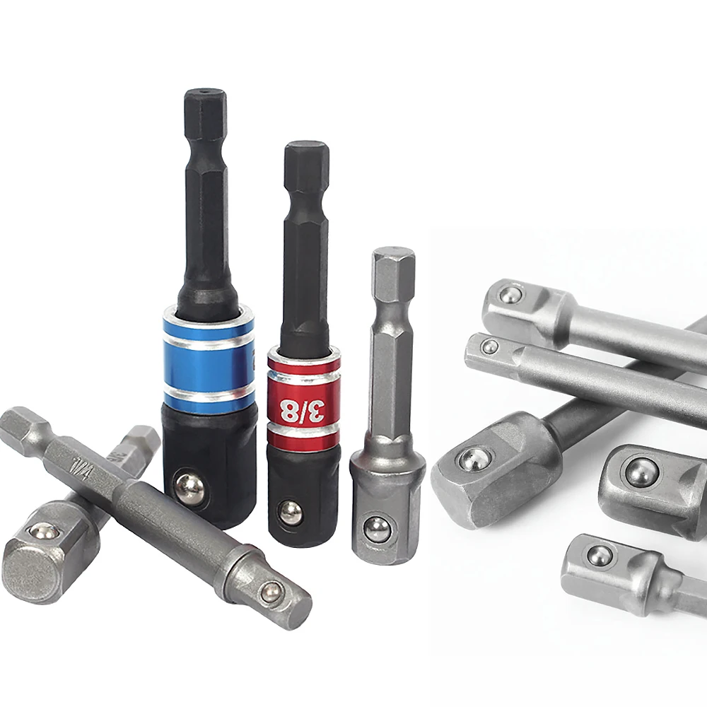 

Screwdriver Bits CRV Socket Adapter 1/4" Hex Shank Impact Drill Bit Nut Wrench Extension Bar Set Square Head Bar 1/4 3/8 1/2inch