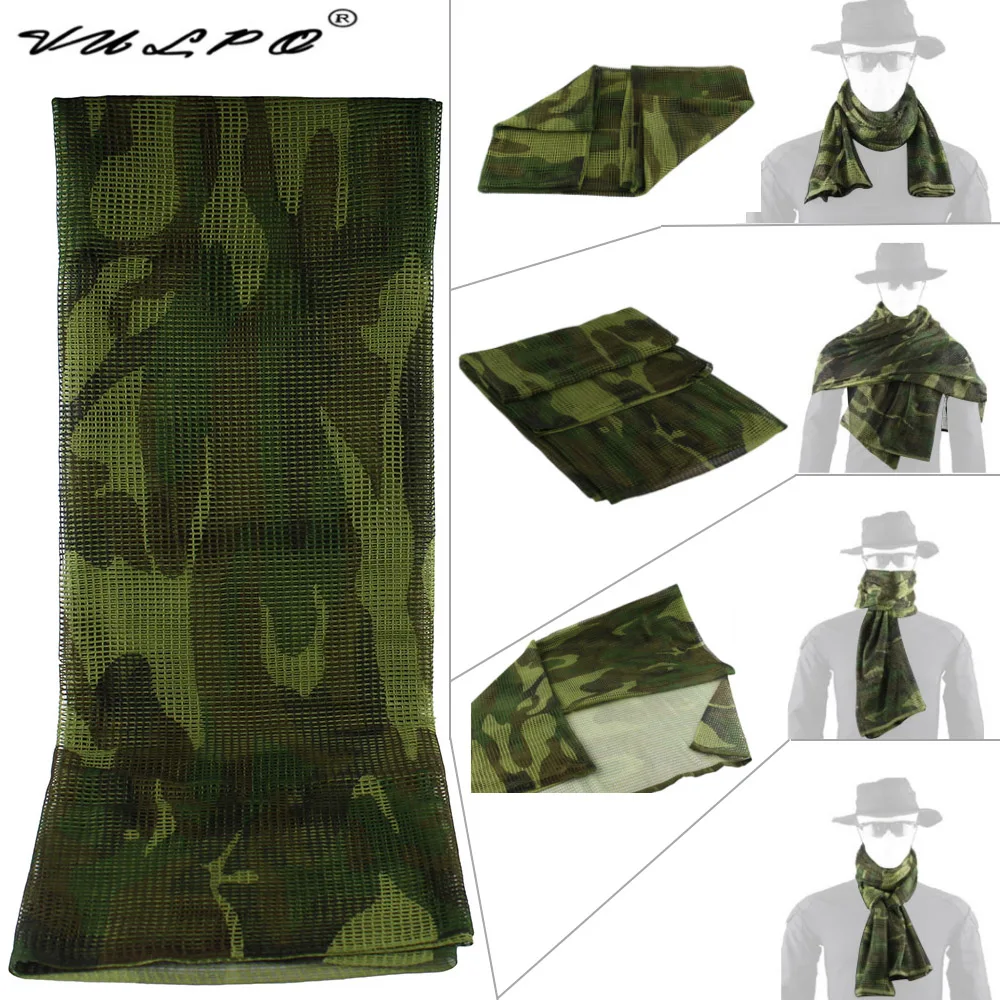 VULPO Multifunction Camouflage Mesh Scarf Tactical Scarf Sniper Face Veil Scarves For Hunting Hiking