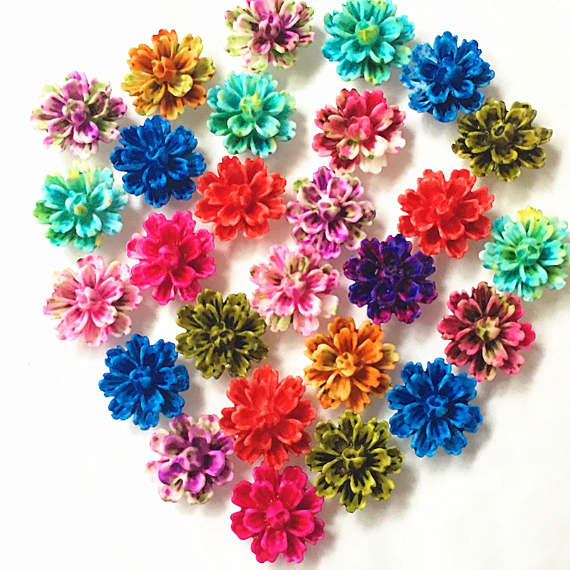 100Pcs 12*13mm mix Resin Flowers Decorations Crafts Flatback Cabochon Embellishments For Scrapbooking Diy Accessories