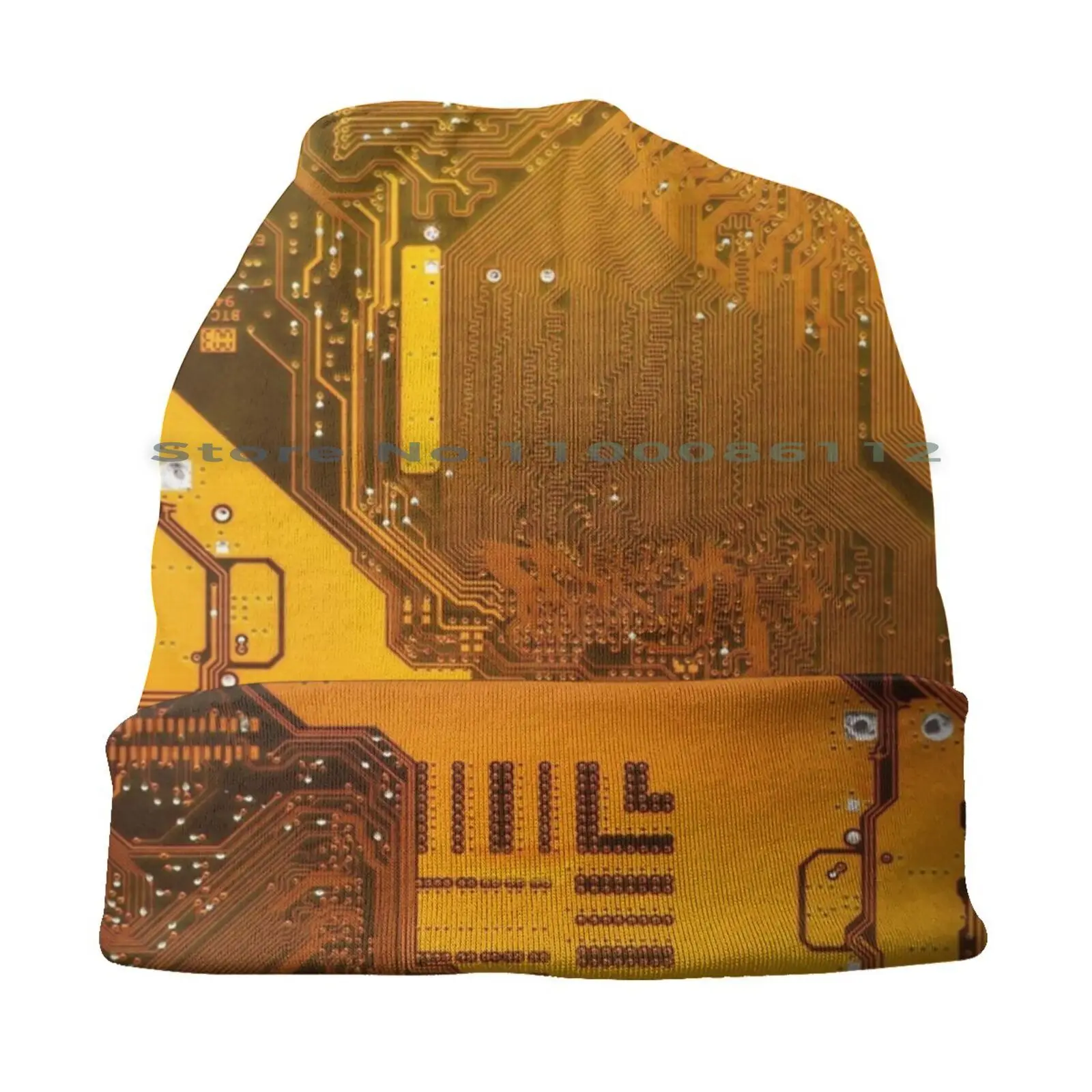 Ocher Electronic Circuit Board Bucket Hat Sun Cap Ocher Yellow Chip Circuit Closeup Component Computer Conductor Detail Device