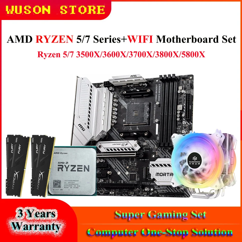 Super Gaming Combo B550 Motherboard with WIFI Port CPU AMD RYZEN 7 3800X 3700X R5 3600X HUANANZHI A600 CPU Cooler 32G DDR4 RAM