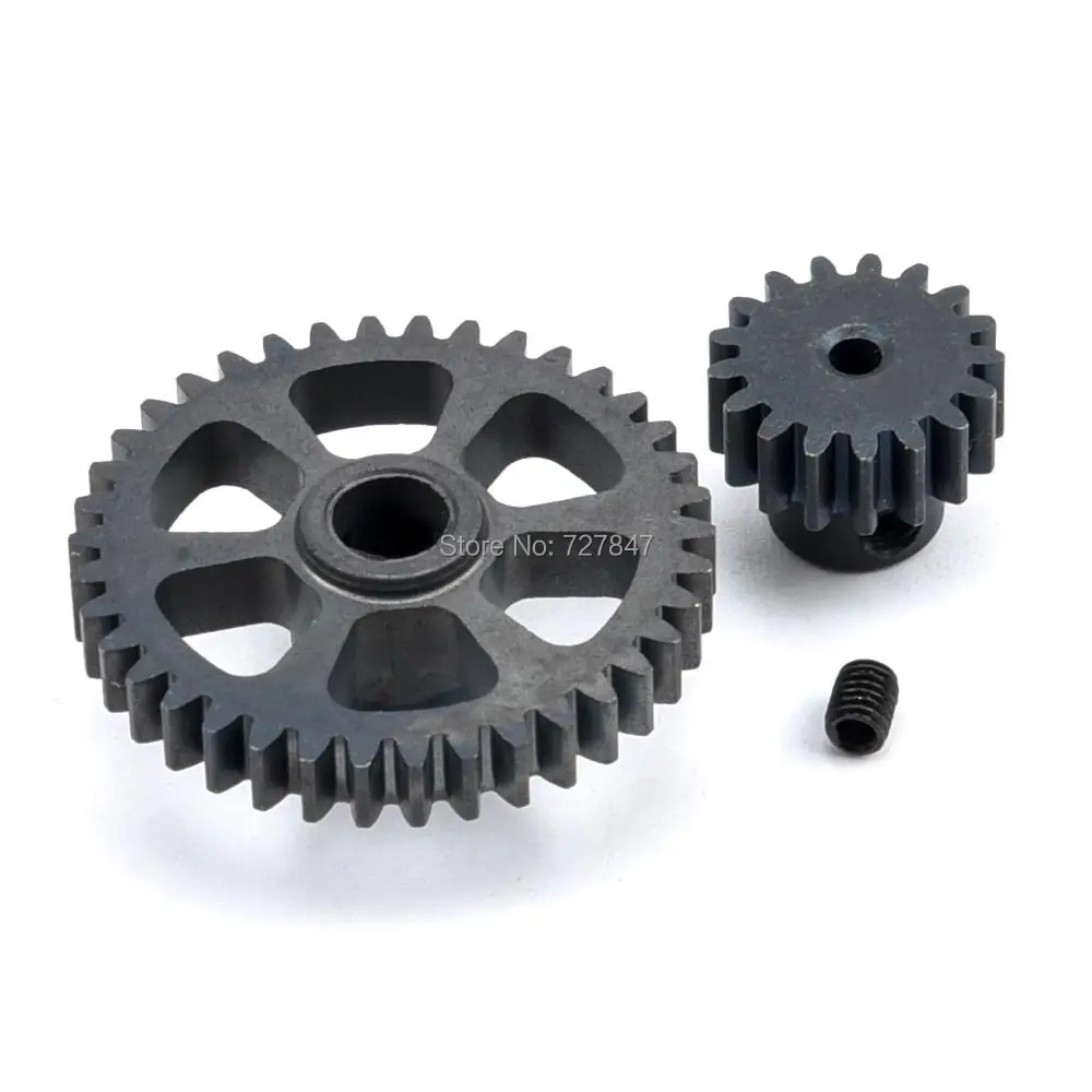 1set 38T Steel Metal Diff Main Gear & 17T Motor Pinion Gear Spare Parts for WLtoys RC 1/18 A959 A949 A969 A979 K929