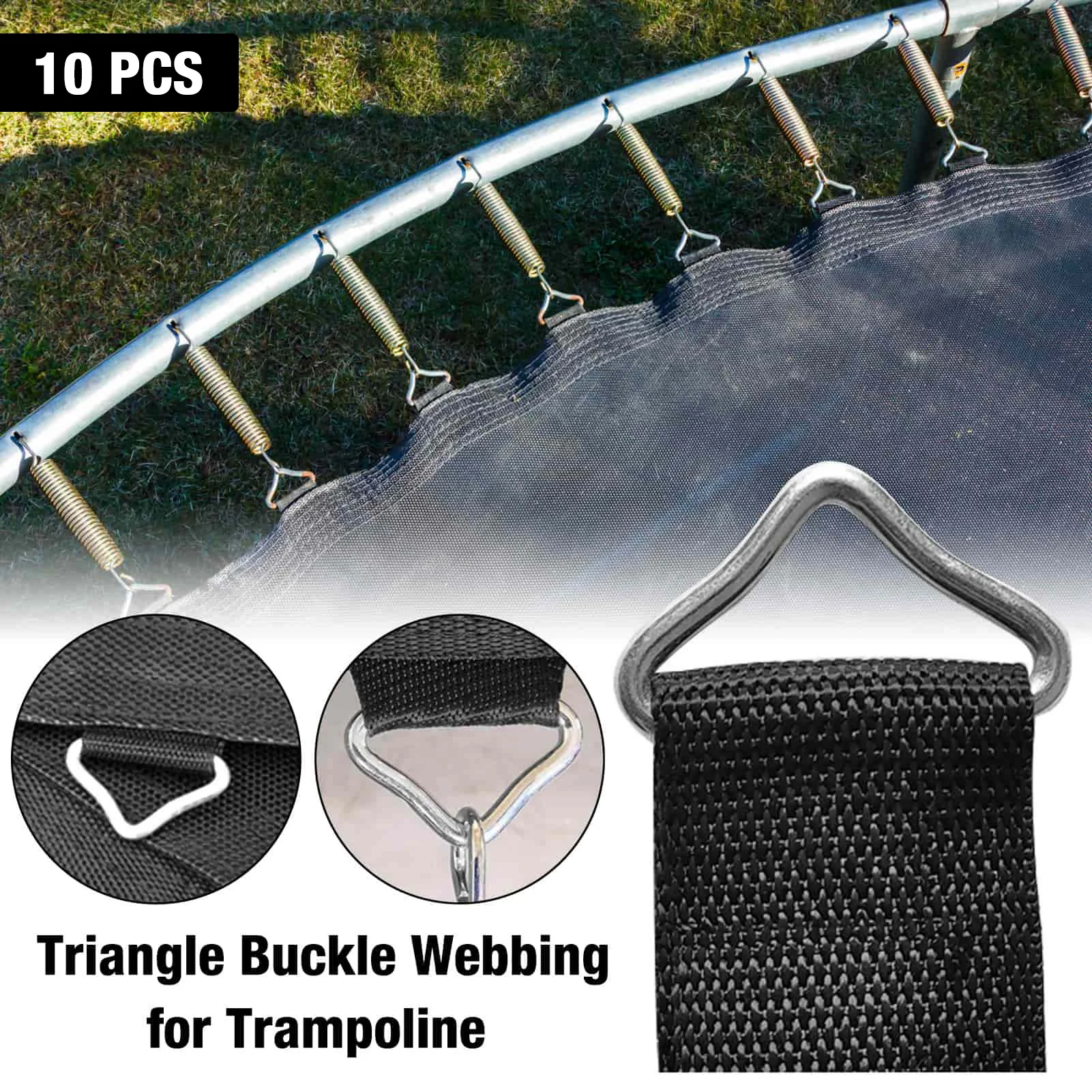 10pcs/Set Stainless Steel Triangle Rings Buckle 38mm Loop Ring V-rings Straps Trampoline Mat Parts Replacement Repair 26X4.5MM