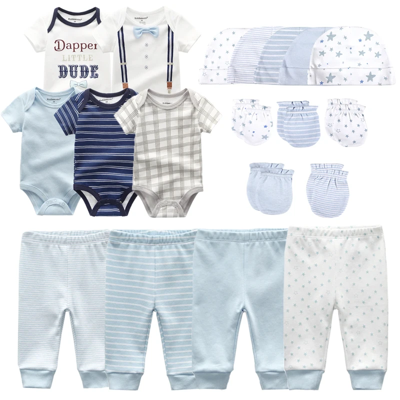 0-6 Months Newborn Set Baby Boy Clothes Suit Jumpsuits+Pants+Hat+Gloves Infant Girl Birth Outfit ropa bebe Onsies Sets Summer