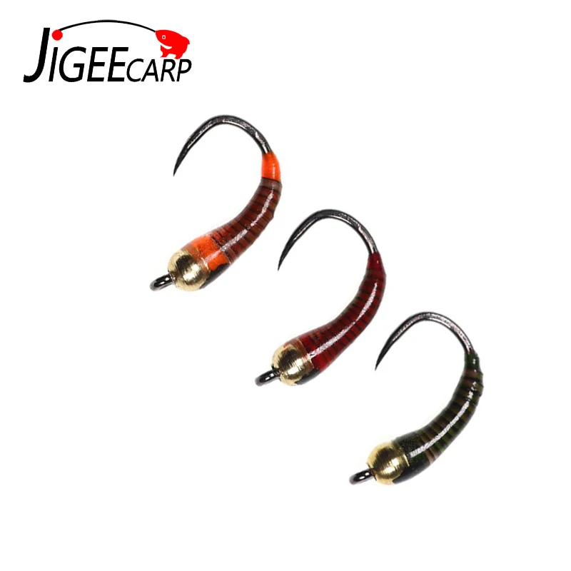 Jigeecarp 6pcs Barbless Hook Fly Brass Bead Head Peacock Herl Nymph Quill Perdigone Fishing Flies For Trout Fishing Lure Baits