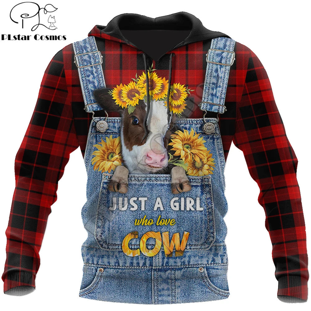 Farmer Style Cow Sunflower 3D Printed Autumn Men Hoodies Unisex Casual Pullovers Zip Hoodie Streetwear sudadera hombre DW619