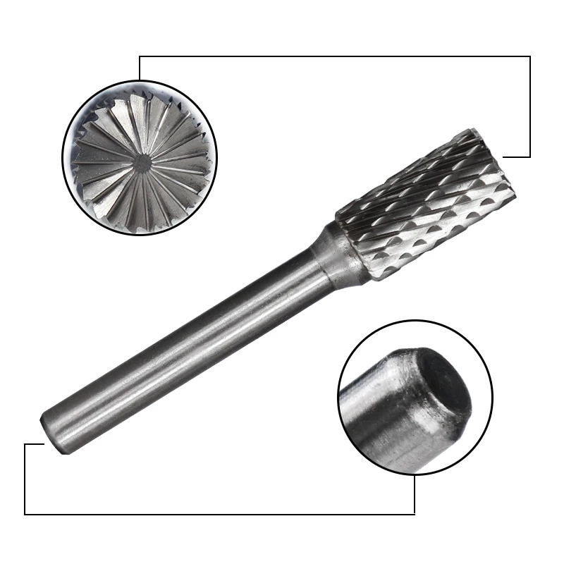 XCAN Carbide Rotary Burr 8PCS 6mm Shank Rotary Cutter File for Metal Milling  Double Cut Rotary Burr File