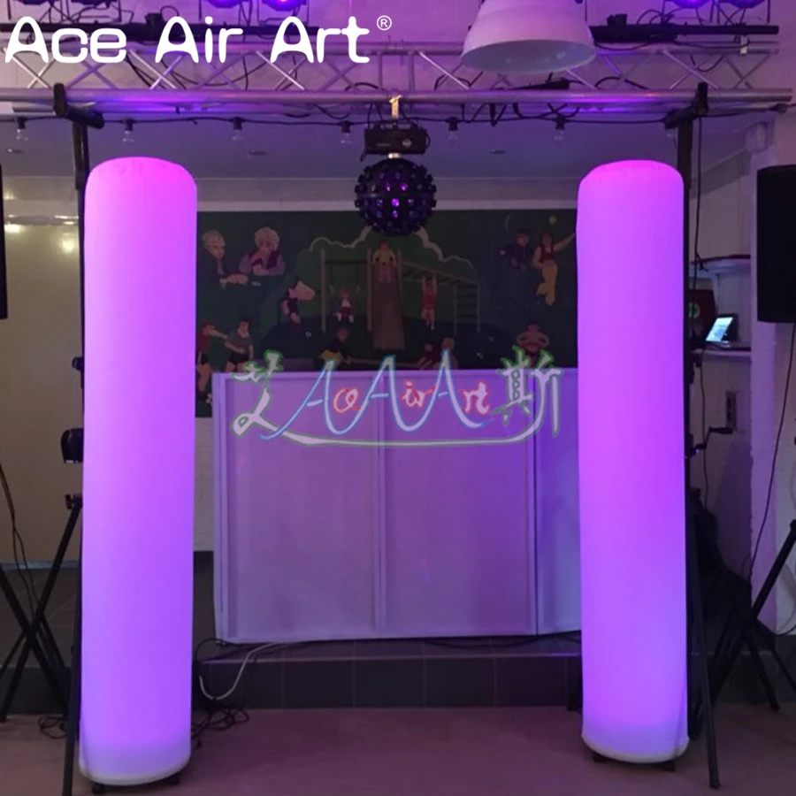 2 pcs Perfect DJ Show Decor Inflatable Standing Cone Straight Curved Pillars Columns with Base and Air Fan