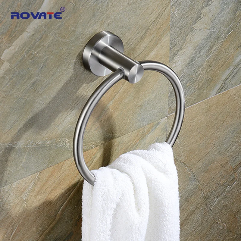 

Кольцо для полотенец для ванной комнаты ROVATE из нержавеющей стали 304, современный поворотный держатель для полотенец для рук, настенная прочная круглая вешалка для полотенец, матовая