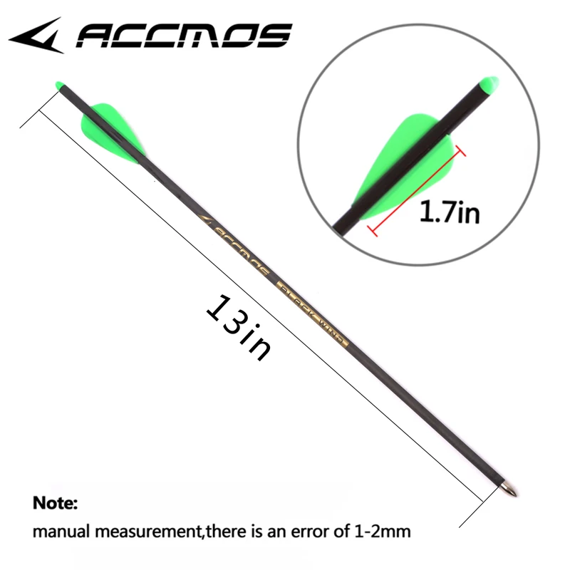 6/12/24pcs 13inch Pure Carbon Arrow Small Bolts with 2 Plastic Vanes for Archery Hunting and Practice